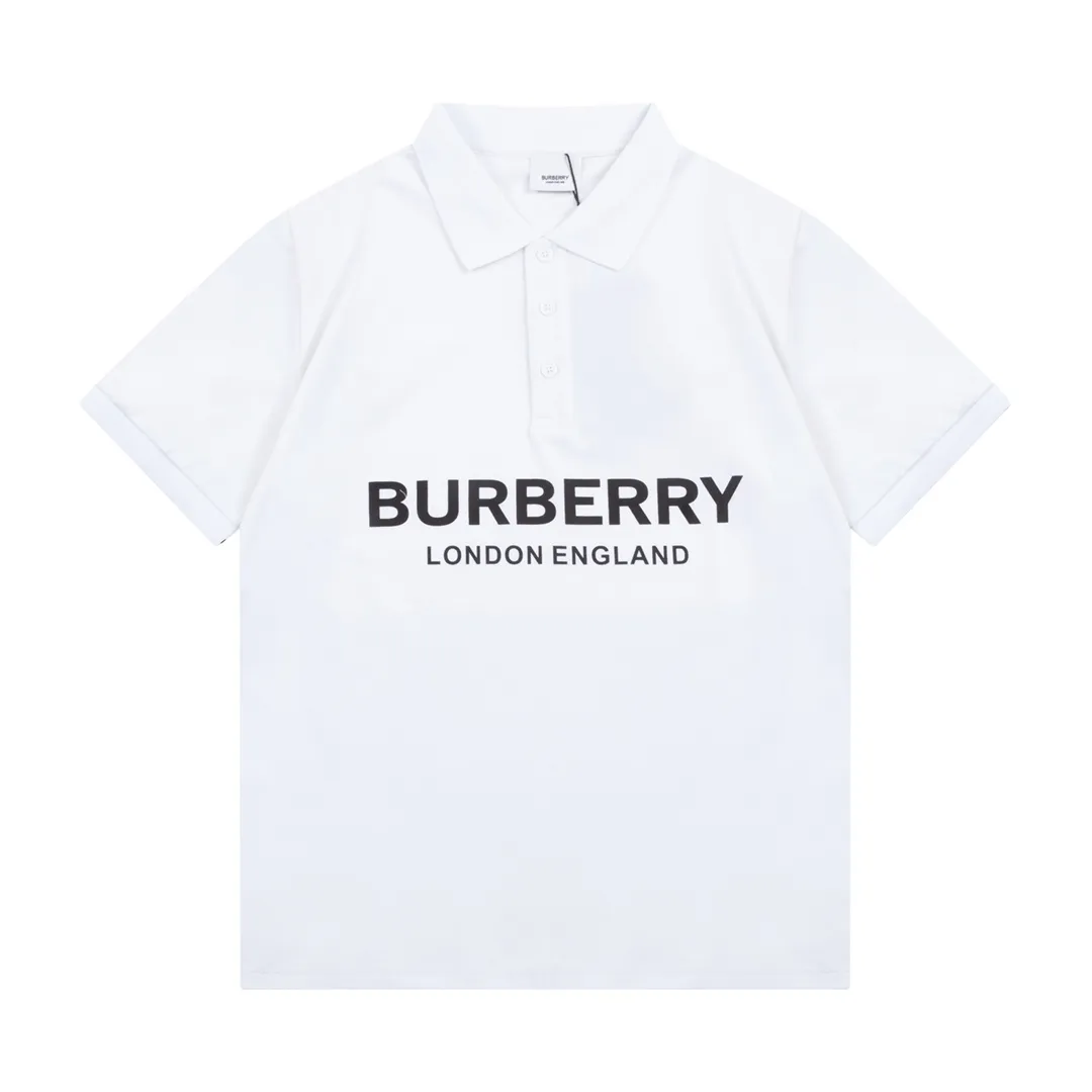 BURBERRY Classic Lo GO ， Retro Same Style Polo Versatile : White Size：M-2XL